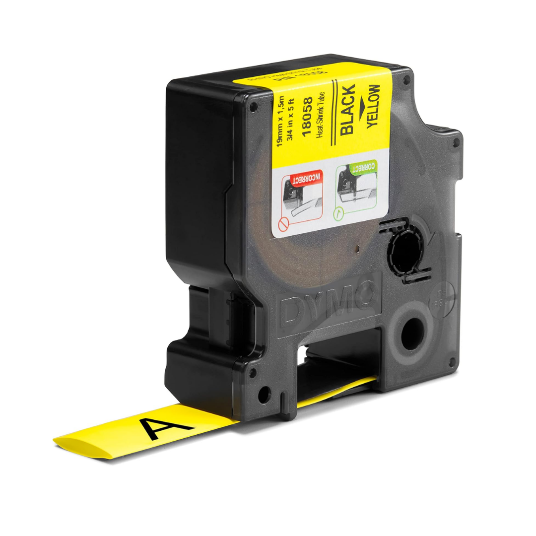 DYMO RHINO 18058 Heat Shrink Tube 19mm Black on Yellow for Wire Cable Identification, in the UAE
