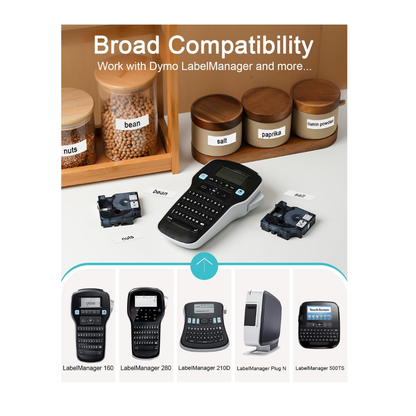 3-Pcs Compatible  Black on Clear D1 45010 Label Maker Refill Cassette for LabelManager 160