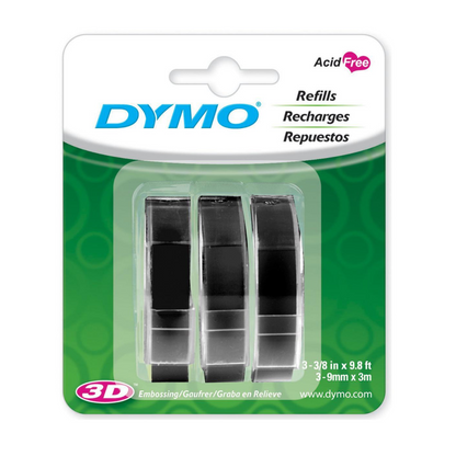 DYMO - Embossing Tape Black Self Adhesive 9mm Pack of 3