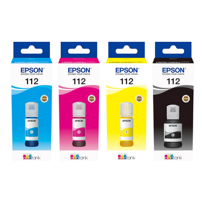 Epson 112 4-Color set Eco Tank Ink Bottles for  Epson Eco Tank L6490 L15160 and L15150