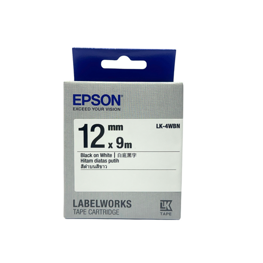 Epson Label Cartridge  LK-4WBN Black on White  12mm x 9 meter