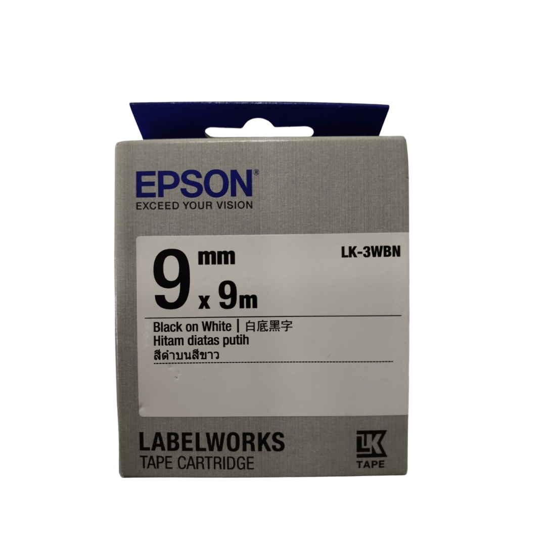 Epson Label Cartridge  LK-3WBN Black on White  9mm x 9 meter