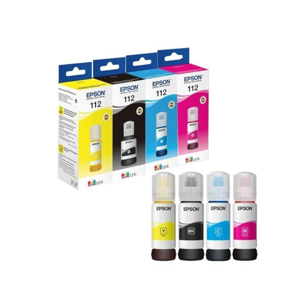 Epson 112 4-Color set Eco Tank Ink Bottles for  Epson Eco Tank L6490 L15160 and L15150