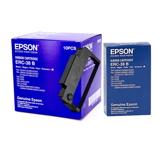 Epson ERC-38B Black Ribbon Cartridges, Pack of 10