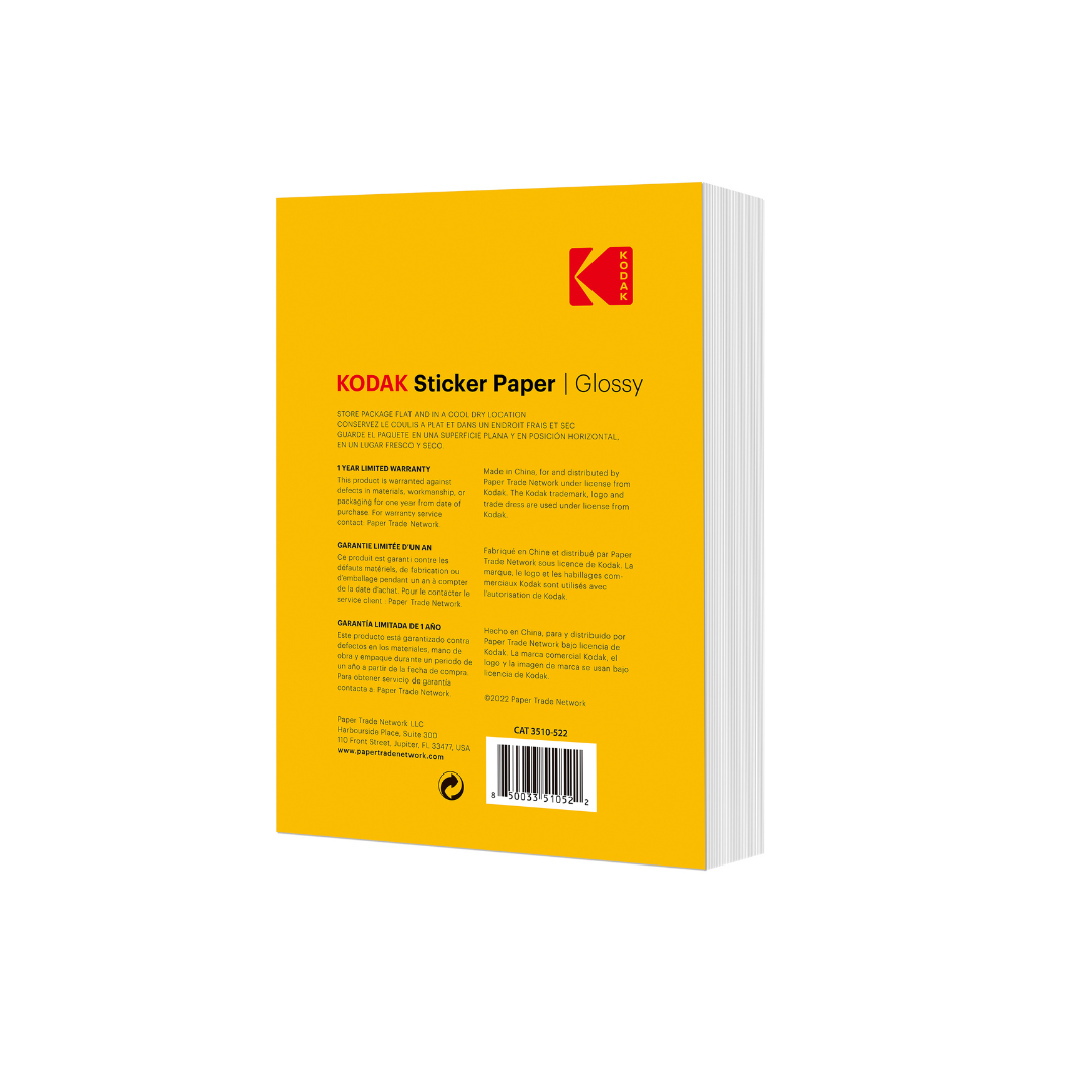 KODAK Sticker Paper A4 Self-Adhesive Labels – 100 Sheets Glossy