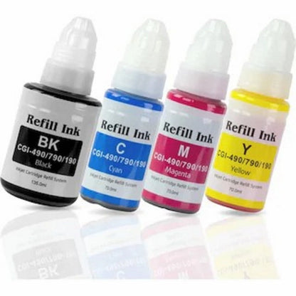 SKY 4-Color Compatible  490 Refill Ink Kit  (Black 135ml, Cyan Magenta Yellow 70ml for GI2410 GI3410 GI3411 Printers