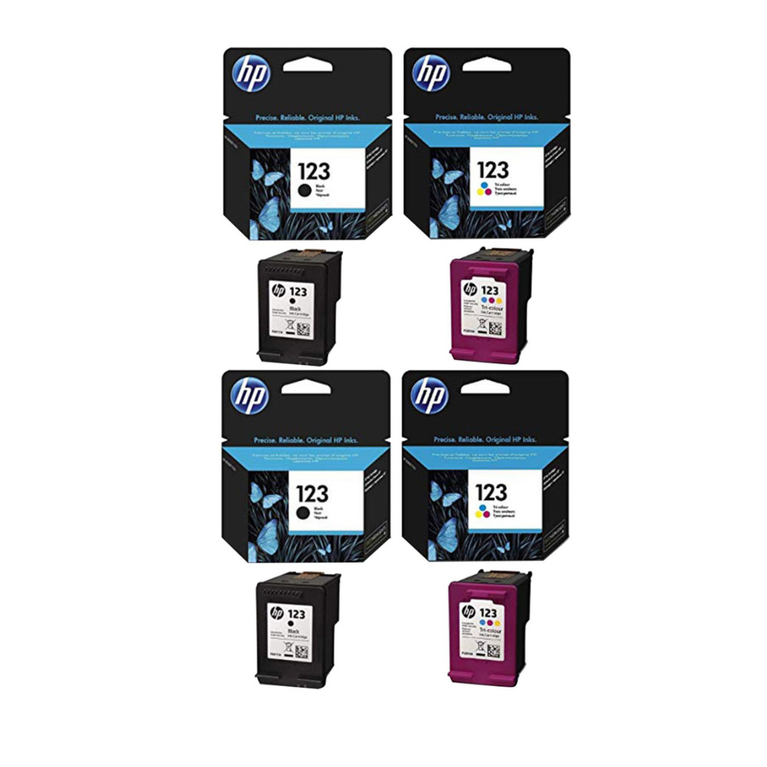 123 Ink Version 2 Sets of HP 123 Black Ink Cartridge - 2 Each Black and Tricolor ...
