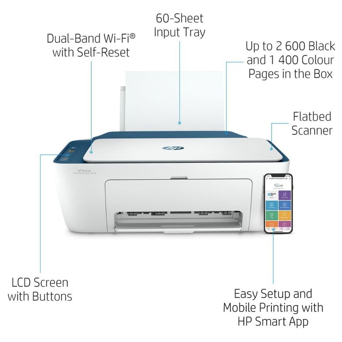 HP Desk Jet Ink Advantage Ultra 4828 All-in-One Printer with Low ink Cost and High Yield