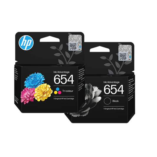 HP 654 Black and Color ink cartridge set for HP DeskJet Ink Advantage 2975, 6575 and 4376 Printers