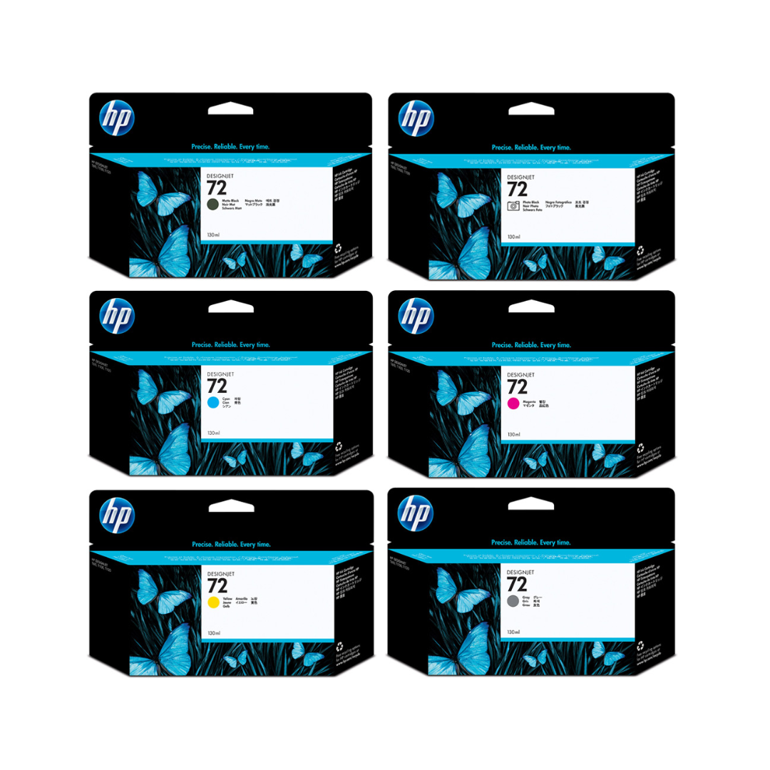 HP 72 130ml 6-Color Ink Cartridge Set | HP DesignJet T610 T770 T1100 T1200 T1300 T2300, in  UAE
