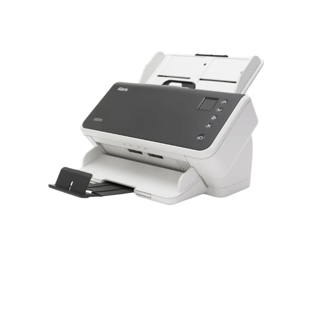 White and black scanner on a white background