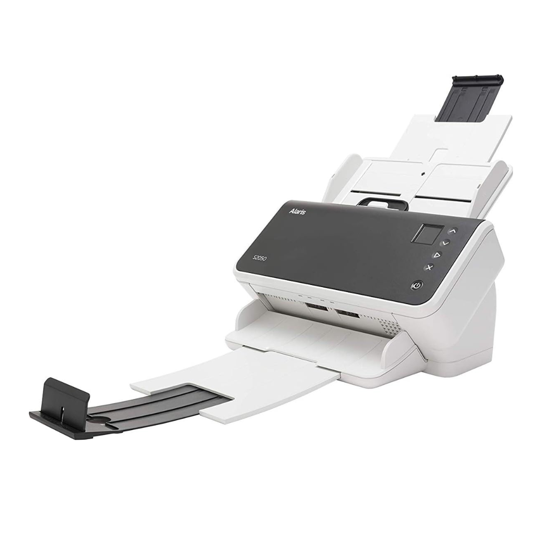 White and black scanner on a white background