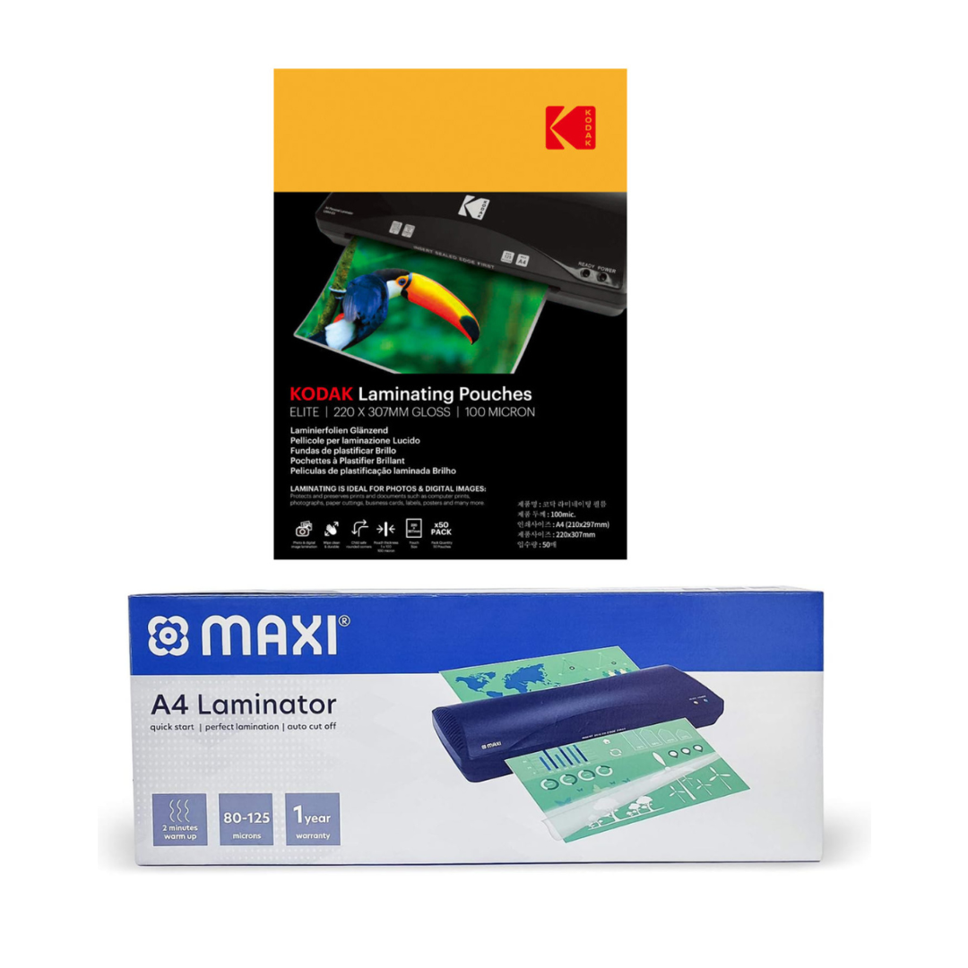 MAXI A4 Lamination Machine  with 50 sheets Kodak A4 Lamination Pouch