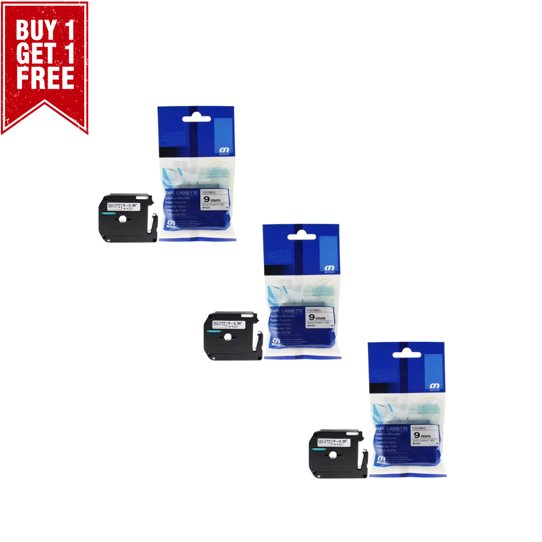 3pcs Compatible 9mm Black on White M Tape Cartridge for P-touch Label ...
