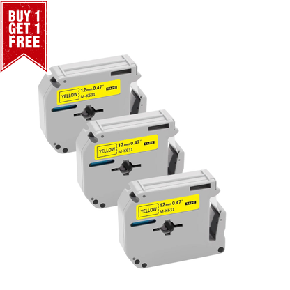 3pcs Compatible 12mm Black on Yellow M Tape Cartridge for   P-touch Label Printers
