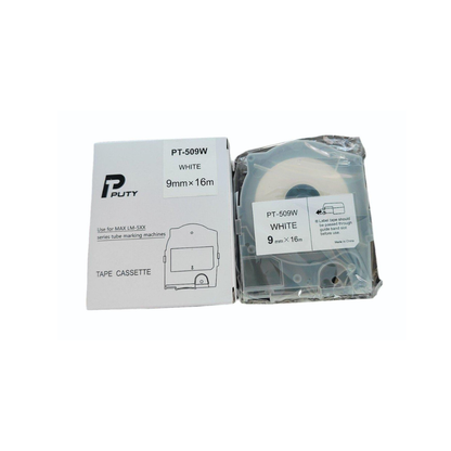 PT-509W White Tape Cassette 9mm x 16m Compatible for MAX LM-550A / LM-550E / LM-550AK / LM-550A3 Tube Marking Machines