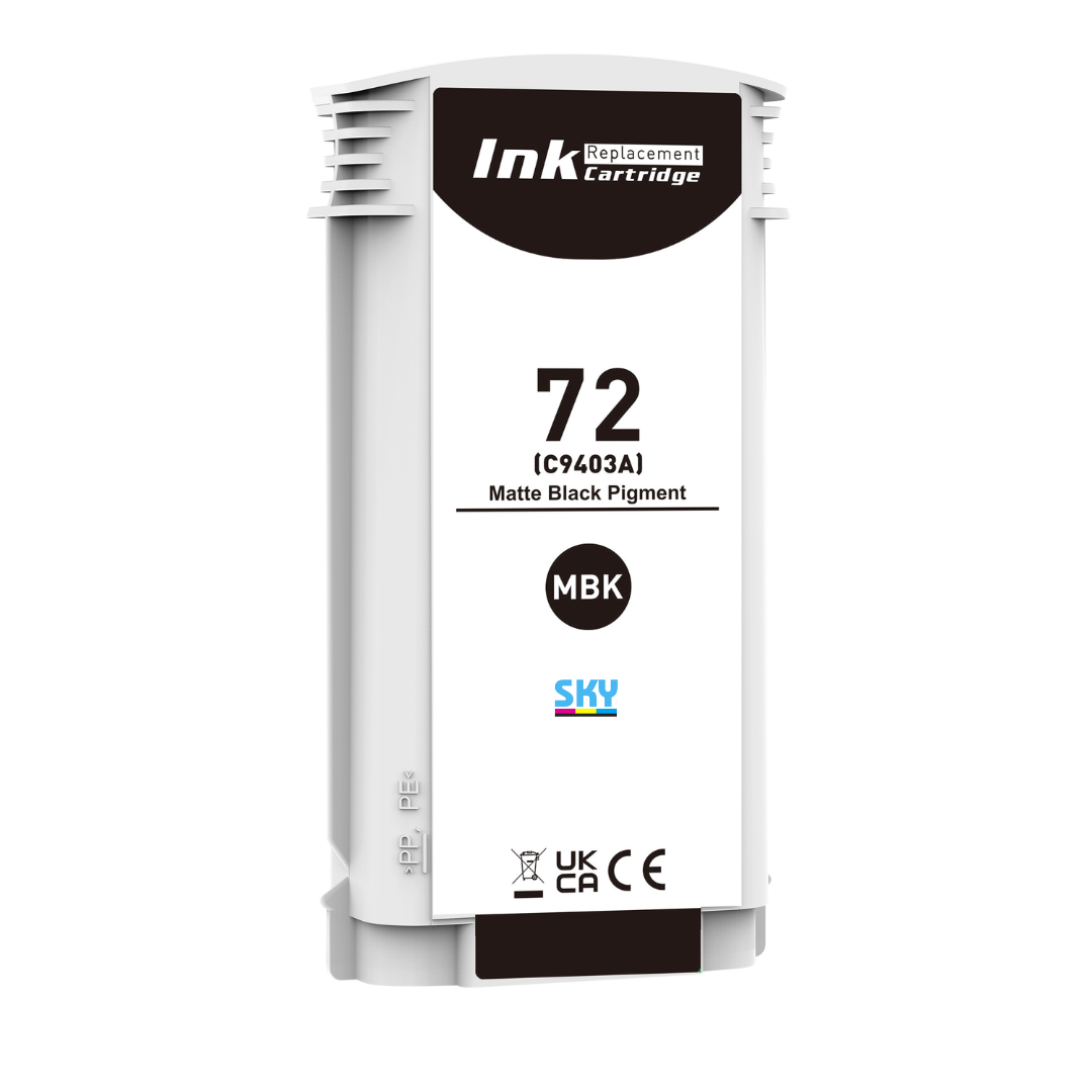 130ml matte black SKY 72 Ink Cartridge – Compatible with HP DesignJet T1100, T1200, T1300 Plotters