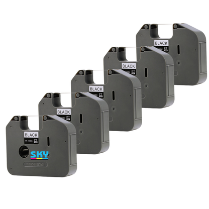 SKY 5-pcs Compatible TR-100BK  100m Ferrule Ribbon Tape  Black