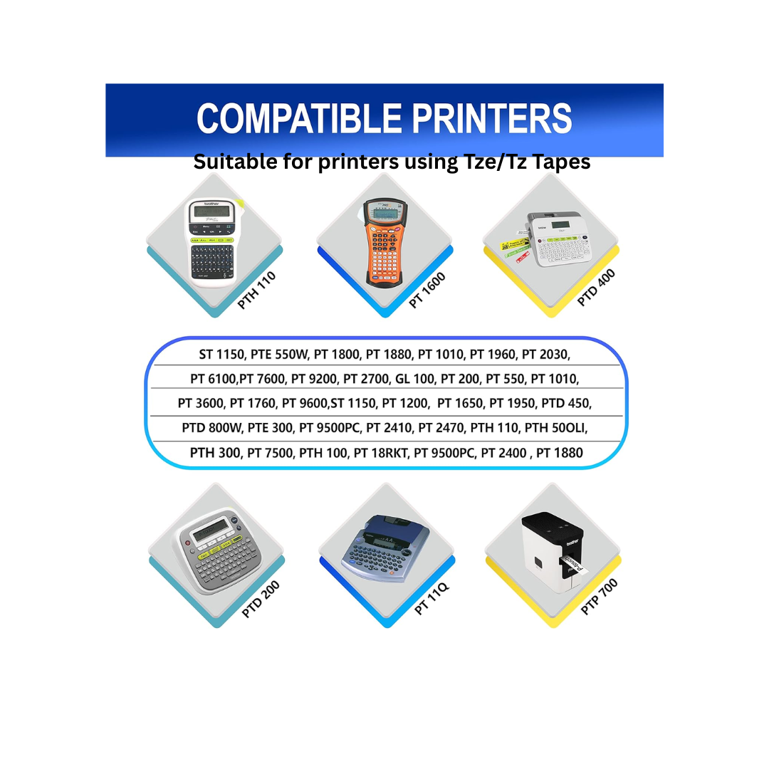 Compatible TZe-121 Label Tape – 9mm Black on Clear for Brother P-touch Printers