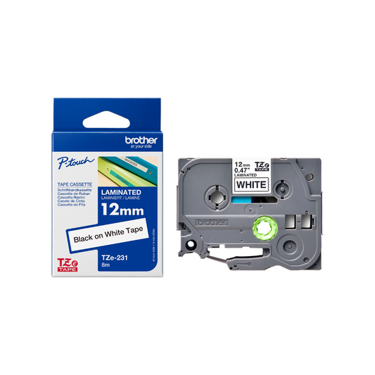 Brother TZe-231 12mm Black on white TZe tape for P-touch Label Printers