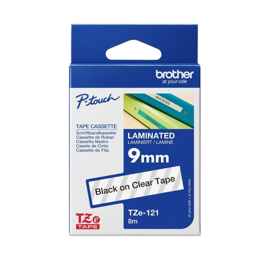 Brother TZe-121 9mm Black on Clear 