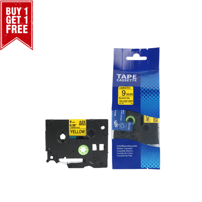 Compatible TZe-621 Label Tape – 9mm Black on Yellow for Brother P-touch Printers