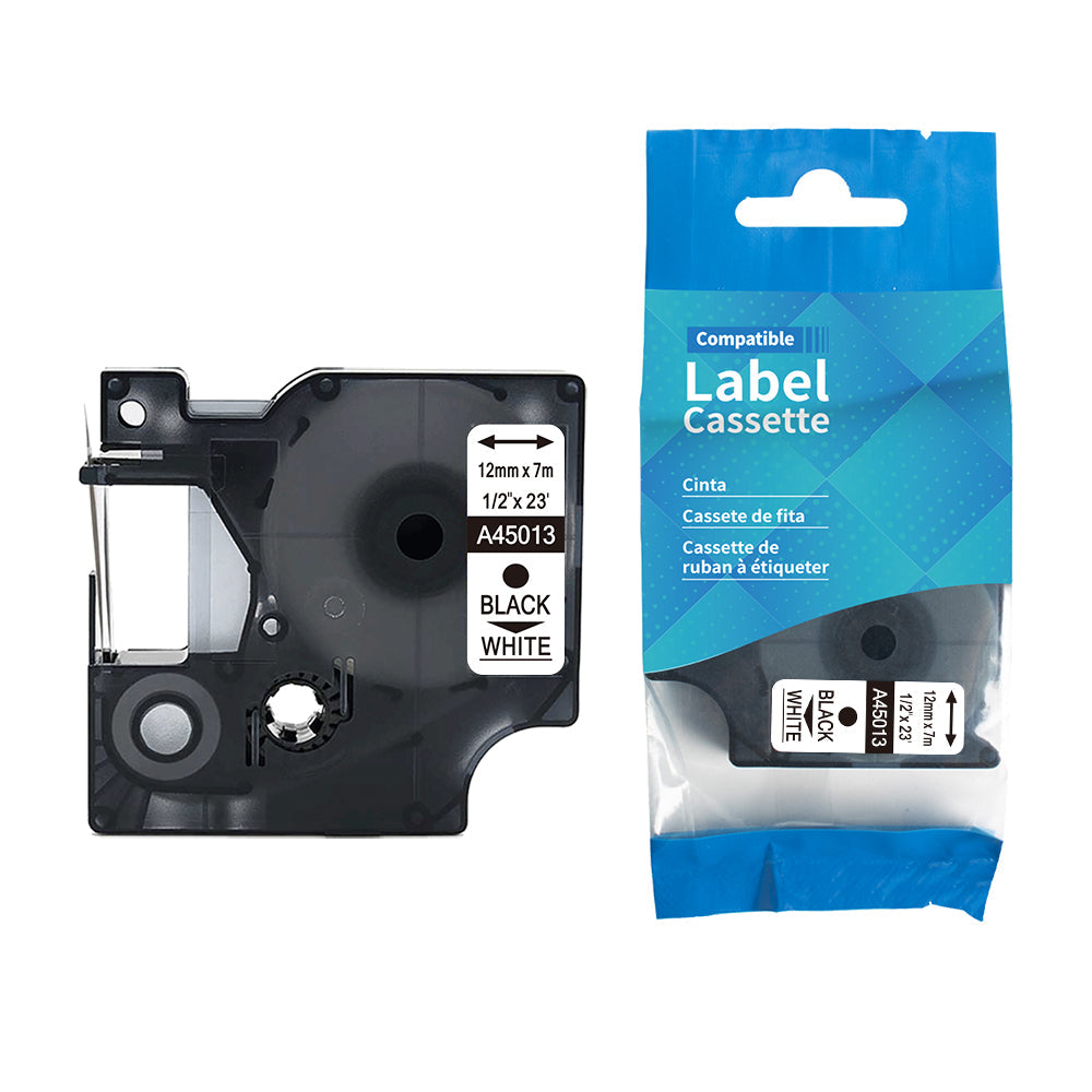 SKY  5-PCS Black on White 12mm x 7 meter Label Tape Cartridge for Dymo LM160 Label Printer