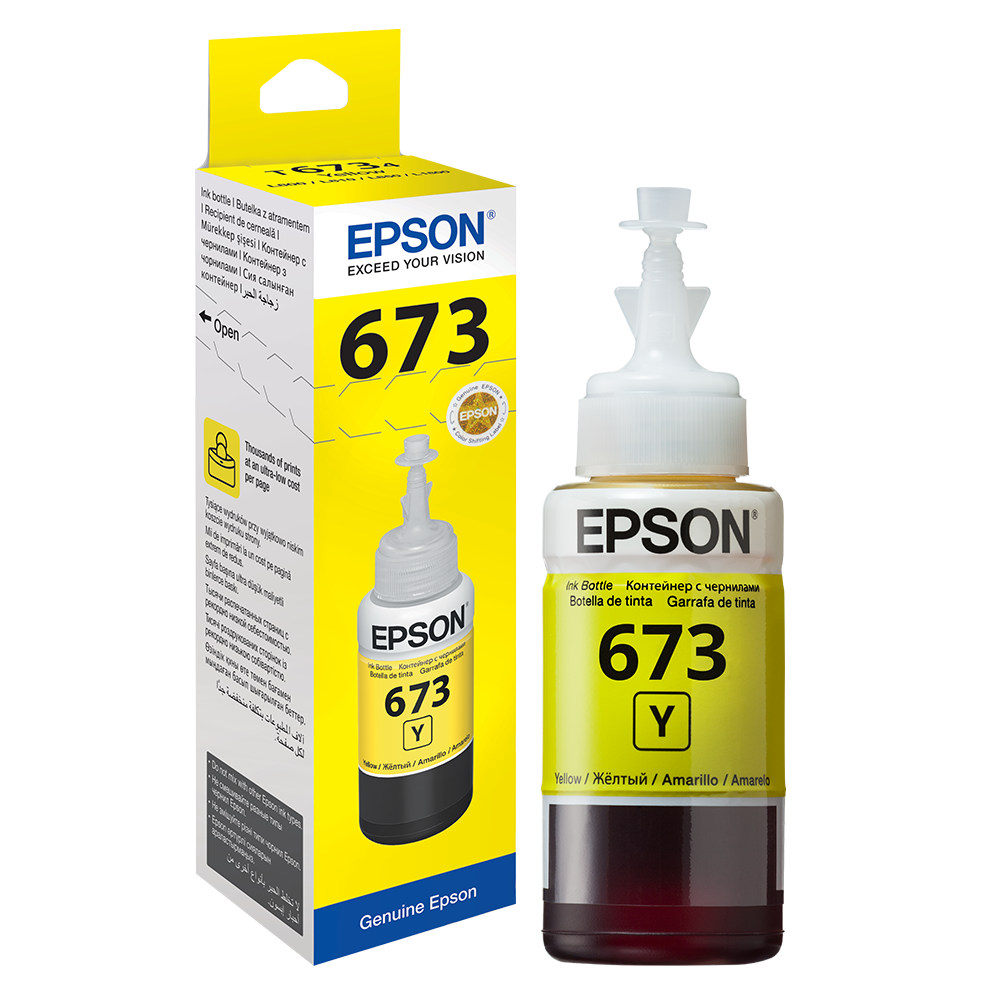 Epson 673 Yellow Ink Bottle T6734 70ml for Epson L800 L805 L810 L850 L1800 — Dubai UAE