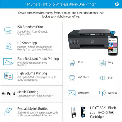 HP Smart Tank 515 Wireless All-in-One  Printer