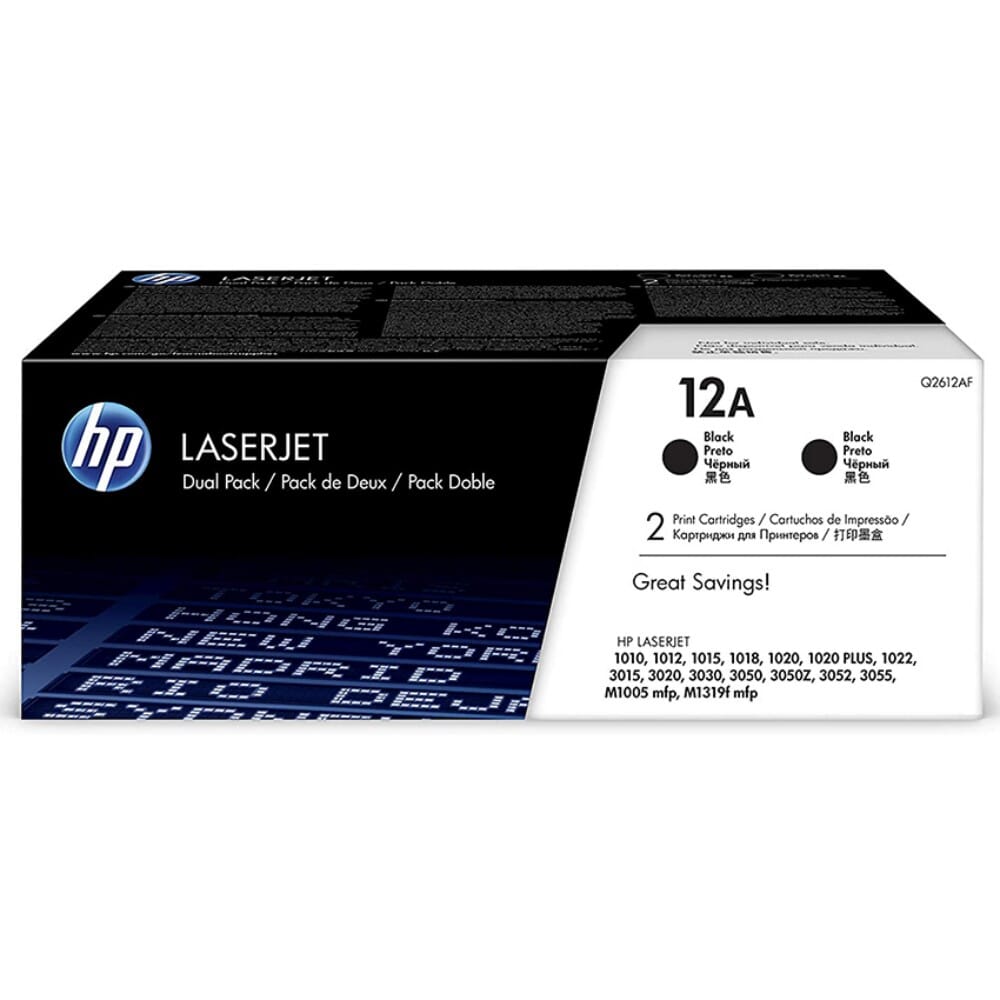 HP 12A DualPack Toner Cartridge Q2612AF for HP Laserjet 1012  1018 1020