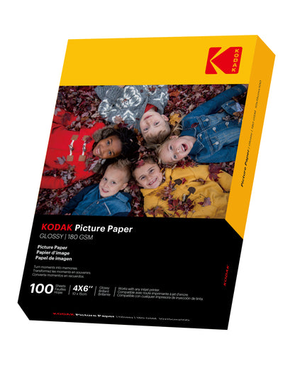 Kodak Picture Paper  Glossy  180 gsm  4R - 4 x 6 "  Size x 100 Sheets