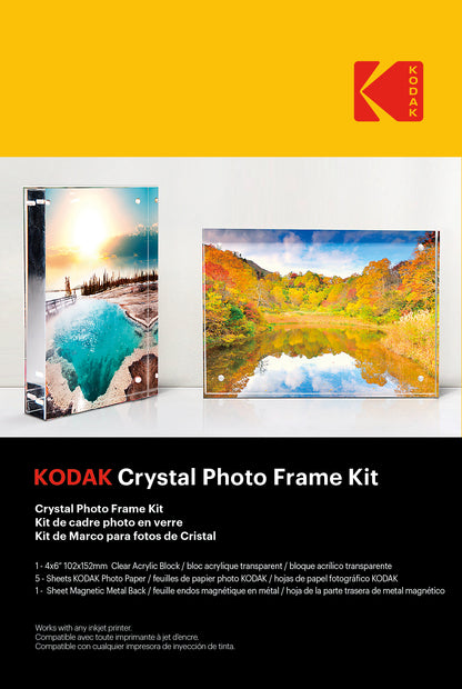 Kodak Crystal Photo Frame Kit 4R - 4 X 15.24 cm With 5 Sheets Photo Paper And Clear Acrylic Block