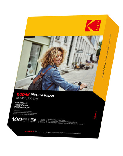 Kodak Picture Paper  Glossy  230 gsm  4R  - 4 "x 6"  Size x 100 Sheets