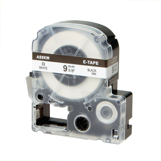 SKY 9mm x 8 meter Label Tape Cartridge for Epson LabelWorks and KingJim TepraPro Label Printers