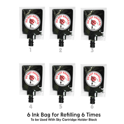 Ink bag for Refilling  Ink Cartridges 6 pcs Black