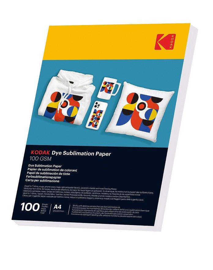 Kodak Sublimation Transfer Paper A4  100 GSM For T-Shirt, Mugs & Banners - 100 Sheets Pack