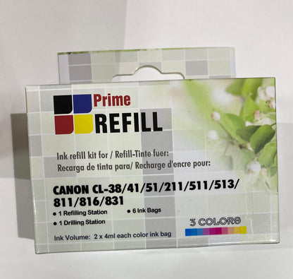 Refill Kit for Refilling Canon 511 and 441 Color Ink Cartridge