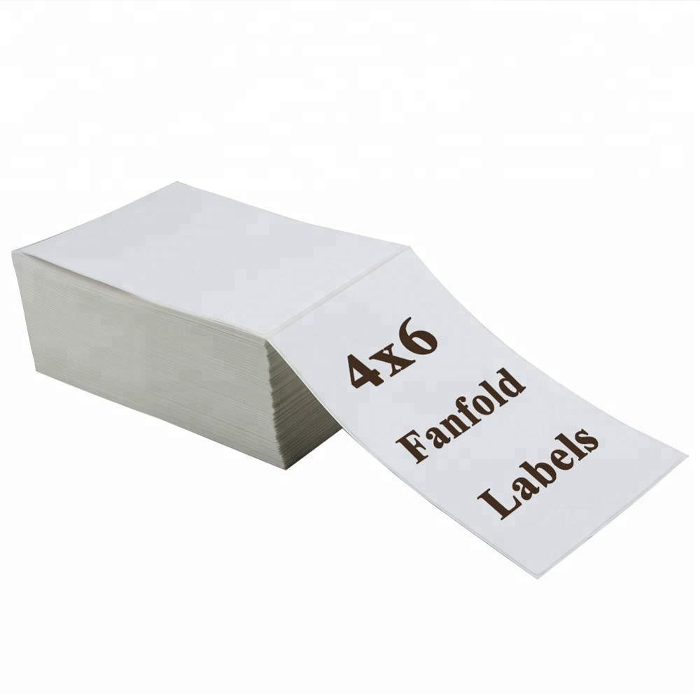SKY  4" x 6"   - 500 Labels Fanfold Direct Thermal Labels with Perforations -  White Mailing Labels