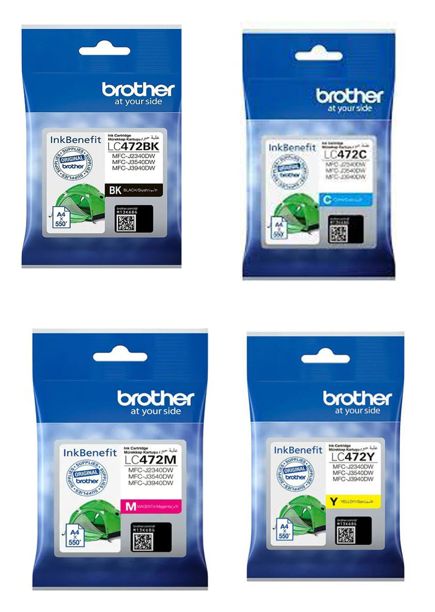 Brother LC472 4-Color Ink Cartridge Set for Brother MFC-J2340DW Printe ...